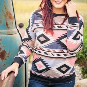 FILLY FLAIR Aztec Printed Long Sleeved Top